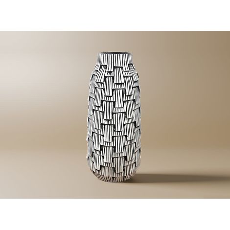 Vase contemporain en polyrésine noir et blanc H35 cm INAYA (1/2)
