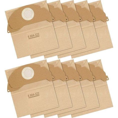 Paquete de 10 bolsas de filtro y papel para aspiradoras Kärcher WD2 MV2 A (modelos 2003/2024/2054). Reemplaza las bolsas WD2 6.904-322.0-Crezuo.-Crezuo (1/4)