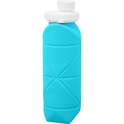 Bouteille d'eau pliable 600ml en silicone alimentaire, étanche, légère, idéale sport, camping, randonnée, gym, voyage, vert bleuté (1/5)