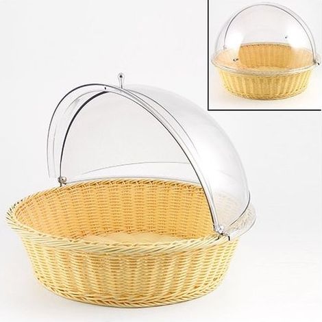 Cestino per pane rotondo professionale con cupola in paglia 53x33x10