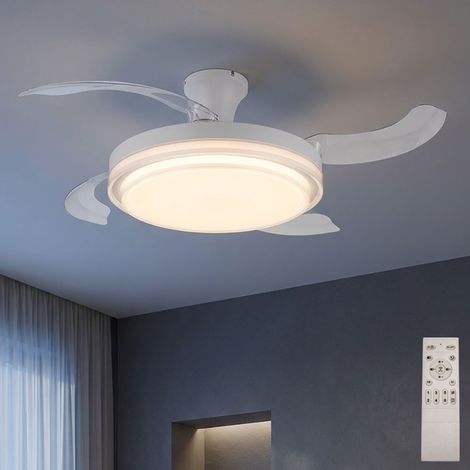 Deckenventilator Deckenlampe dimmbar Fernbedienung Rechts-/Linkslauf CCT Timer, Metall, 1x LED 40W 1550Lm 2700-6500K, D 106,6cm (1/5)