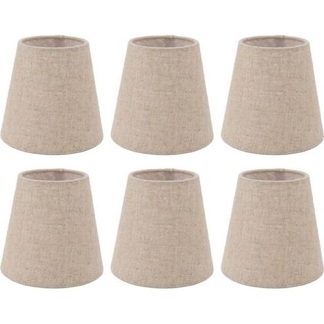 Lot de 6 petits abat-jour à pince en lin pour lampes à bougies, accessoires d'éclairage (1/5)