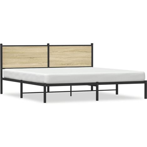 Lit double Lit adulte Cadre de lit en métal sans matelas chêne sonoma 160x200 cm (1/5)