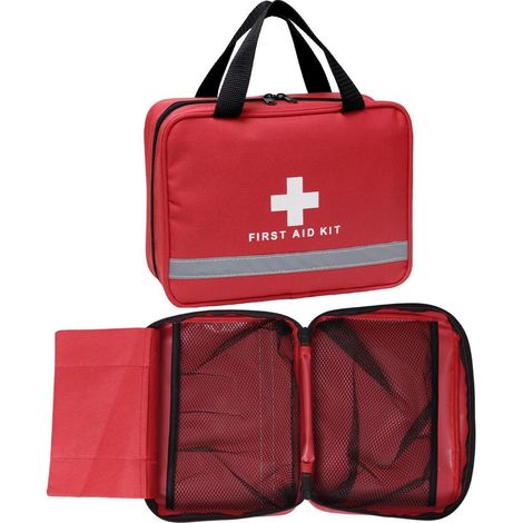Leere Erste-Hilfe-Tasche Rot, Kompakt & Wasserdicht, mit Reflektor