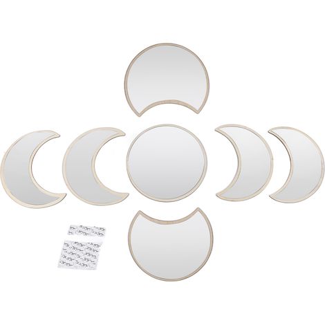 Décor Murale Miroir Lunaire Autocollant 7 Pièces pour Salle de Bain et Chambre Argenté (1/5)