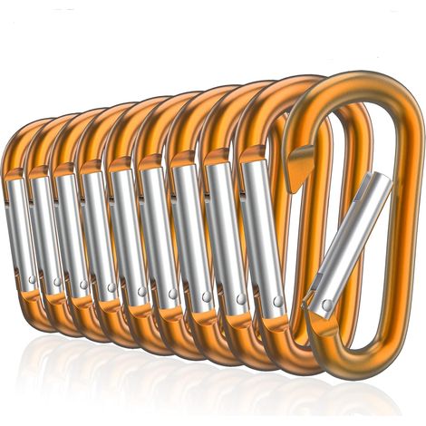 Ein Set aus 10 D-förmigen Aluminium-Schlüsselanhängern (7,6 cm), geeignet für Schlüsselringe, vergoldet.