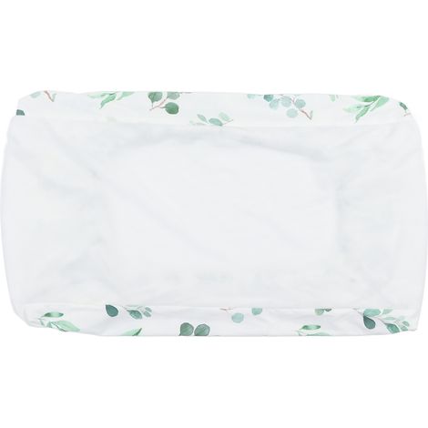 Housse de matelas à langer en peluche blanche, imprimé feuilles vertes, douce, peau douce, amovible, pour bébés et nourrissons (1/5)