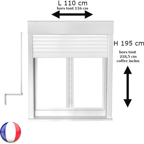 Fenêtre PVC avec volet roulant manivelle PVC H 195 x L 110 cm 2 vantaux pour pose en neuf (1/5)