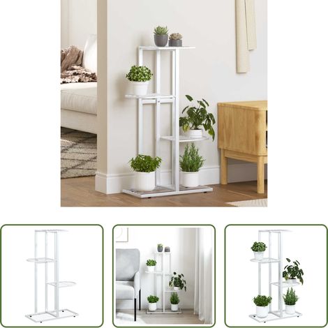 Pflanzenregal -  Blumenständer 4-Etagen 43x22x76 cm Weiß Metall (1/5)