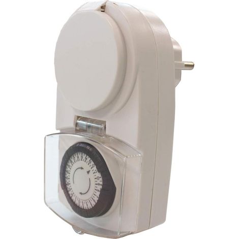 temporizador diurno, mecánico, para uso exterior IP44, analógico, blanco, intervalos de 30 minutos ajustables, mini (1/2)