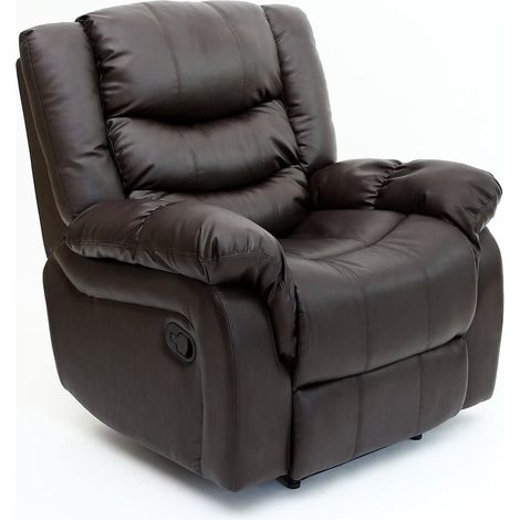 SEATTLE BROWN LEATHER RECLINER ARMCHAIR SOFA HOME LOUNGE CHAIR RECLINING (1/5)