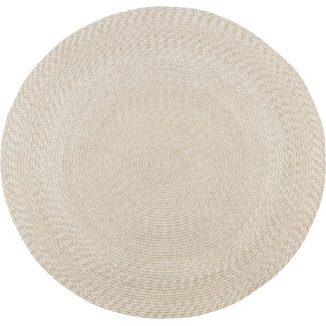 Tapis rond d’extérieur en plastique recyclé Ø120 cm - teinte sable MENDOZA (1/3)