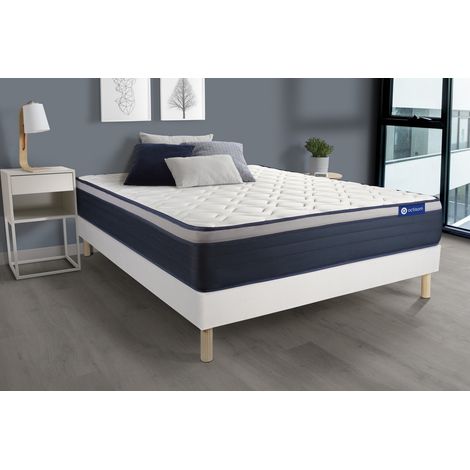 Ensemble matelas Ressorts ensachés+Mémoire de forme ACTIFLEX MAX 180x200 cm Maxi épaisseur 7zones confort + sommier KIT blanc (1/5)