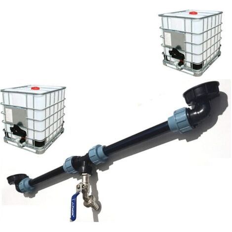 Raccord de réservoir IBC – Kit de connexion avec 2 tuyaux PE 0,5m – Raccord robinet 20mm – Bouchons S60 x 6 inclus