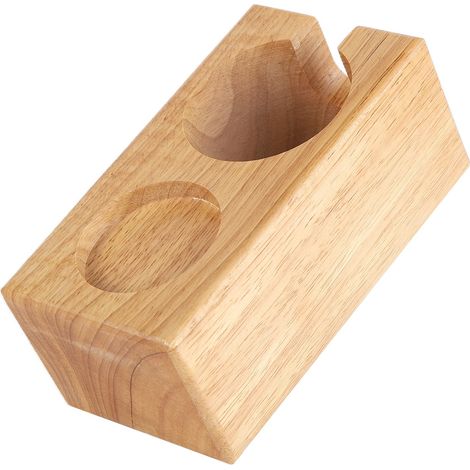 Holzsockel mit zwei Löchern, Naturfarbe, langlebig, mit Griff und Fuß für Cafés und den Heimgebrauch. (1/5)