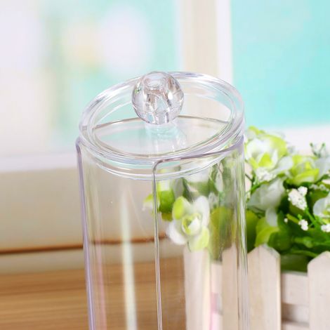 [Organiseur cosmétique] [Boîte transparente acrylique pour cotons à maquillage] [20 x 7 x 8 cm] Organiseur et stockage pour tampons cosmétiques avec couvercle, durable et compact, idéal pour le rangem (1/5)