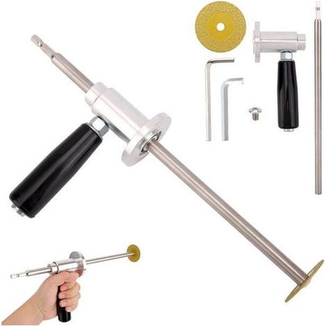 Coupe-tube en PVC pour coupes internes, avec meule diamantée et poignée, diamètre de tube réglable de 1-1/2" à 8", compatible avec les visseuses à percussion et les perceuses. (1/5)