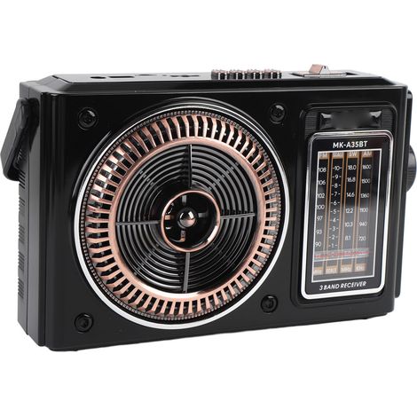 Radio portable AM/FM/ondes courtes avec Bluetooth, radio 4 en 1 à bande complète, compatible avec les cartes mémoire, idéale pour la voiture, les voyages et le stationnement. (1/5)