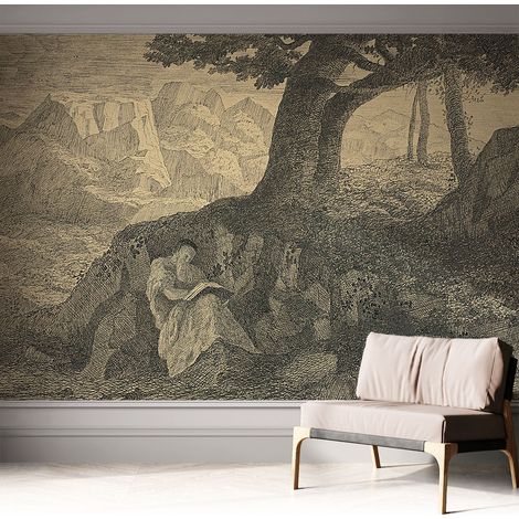 Selbstklebend Tapete modern - Wanddeko für Küche - Klebefolie Wand - luxus Look Lesende Person 312x219 cm (1/5)