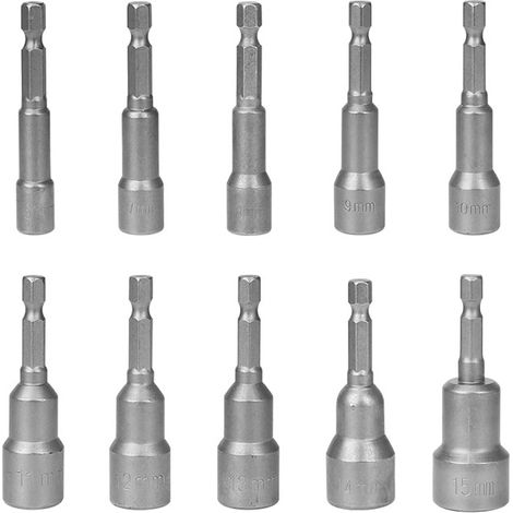 Jeu de 10 embouts de clé à douille magnétique polyvalents, outils en acier au chrome-vanadium à large compatibilité, pour les réparations professionnelles et domestiques. (1/5)