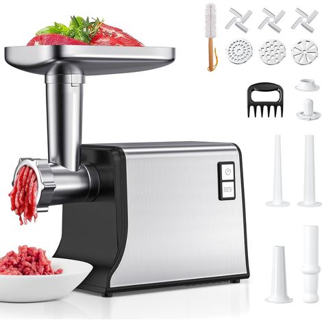 Hachoir à viande électrique 3000 W, avec 3 grilles, 3 lames et 3 embouts pour saucisses, Hachoir multifonctionnel pour la maison (1/5)