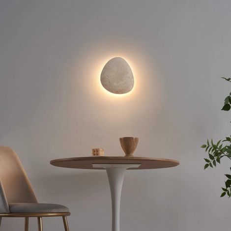 Applique murale galet en travertin naturel LED intégrée - Calix (1/5)