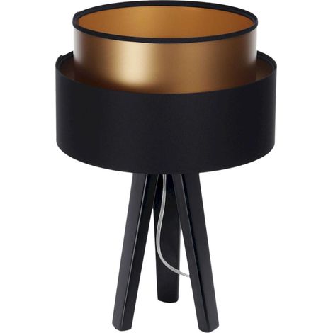 Lampe à poser élégante effet cuivre noir satin intérieur brillant - Noir satiné intérieur cuivre (1/5)