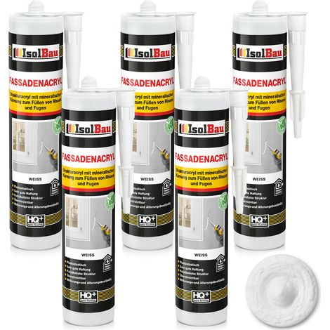IsolBau Peinture acrylique blanche pour façade Fassadenacryl 5 x 300 ml