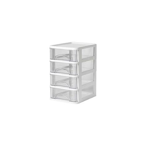 Organiseur de bureau à 4 tiroirs, boîte en PP blanche pour usage de bureau (1/5)
