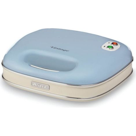 Ariete 00C196305AR0 Linea Vintage 1963 Sandwich Maker 750 W Piastre Fisse Rivestimento Antiaderente Colore Azzurro