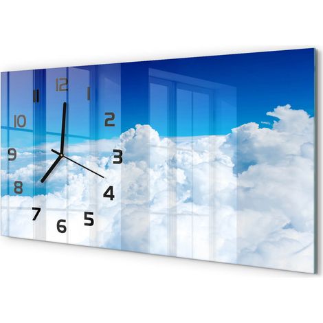 Horloge Murale Panoramique Minimaliste 60x30 cm Design Épuré Moderne Vol au-dessus des nuages (1/5)