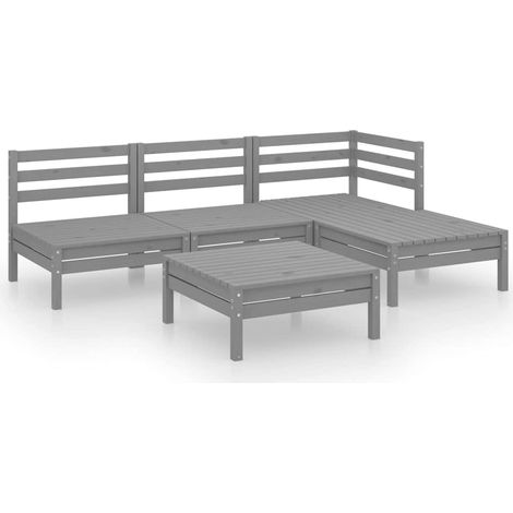 Maison Exclusive - 5-tlg. Garten-Lounge-Set Massivholz Kiefer Gra (1/5)
