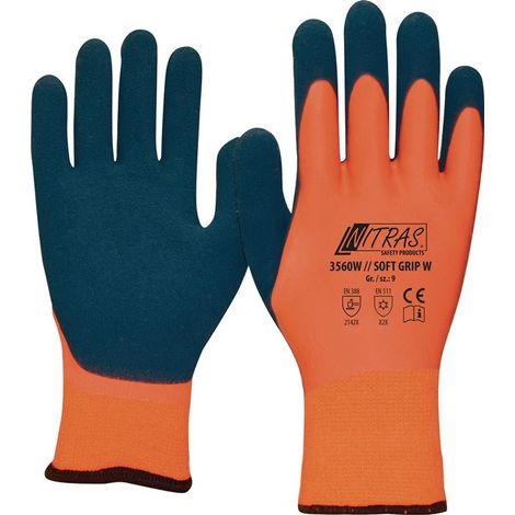 Glove de protección en frío GIP suave W Tamaño 9 Naranja/azul oscuro en 388. En 511 PSA II (por 12)
