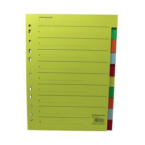 Ordnerregister DIN A4 blanko Recyclingkarton mehrfarbig 10 Registerblätter (1/4)