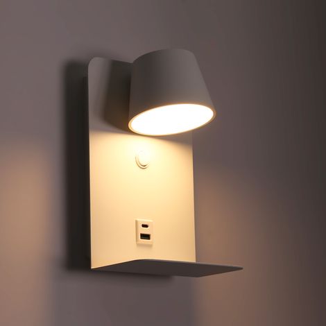 Applique da parete per lettura "BASKOP" - Porta USB + USB-C - 6W
