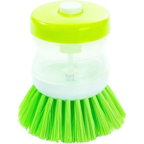 Brosse Vaisselle avec réservoir de Savon Liquide, Lot de 3,Distributeur de Savon Liquide, pour Le Nettoyage de Casserole Plate Evier,vert, rose, violet, (1/5)