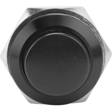 Interrupteur à bouton-poussoir en métal étanche en acier inoxydable à réarmement automatique normalement ouvert 16 mm 220 V (noir) (1/4)