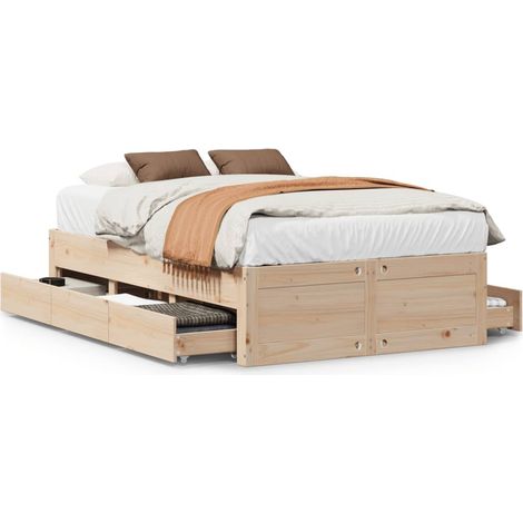 Maison Exclusive - Giroletto senza Materasso con Cassetti 135x190 cm Massello Pino