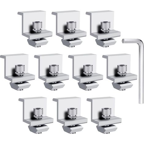Supports de Pince de Bord de Panneau Solaire, Fixation de Panneau Solaire pour Panneau Solaire, pour Hauteur de Module 30-45MM (10Pcs 30MM) (1/5)