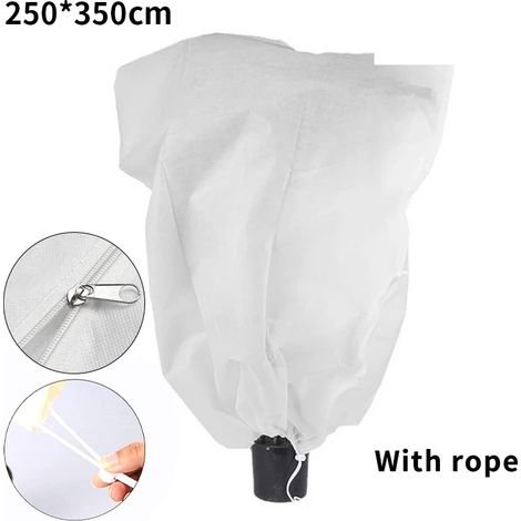 (250 cm x 350 cm, fermeture éclair, 1 pièce) Housse de protection hivernale pour plantes en tissu non tissé avec cordon de serrage et fermeture éclair. Protection antigel. (1/4)