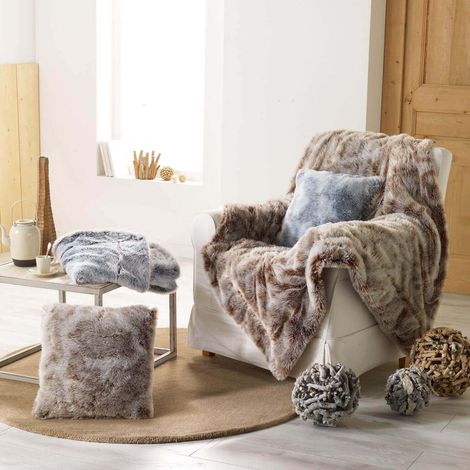 Douceur D'Intérieur – Plaid 125 x 150 cm imitation fourrure – Doux et chaud – Décoration intérieure élégante – Lavable en machine
