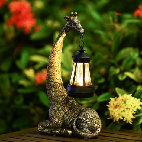 1 Statue De Girafe, Lampe Solaire, Résine Peinte, Décoration Jardin, Patio (1/5)
