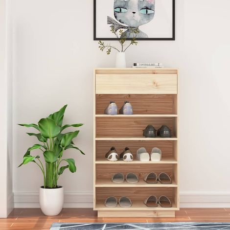 Armoire à chaussures-Meuble de rangement pour chaussure 60x34x105 cm Bois de pin massif 624422 (1/5)