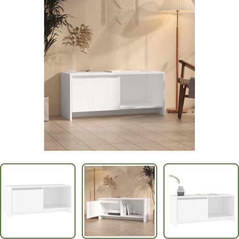 Buffet tv - Meuble TV Blanc 90x35x40 cm Bois d'ingénierie (1/5)