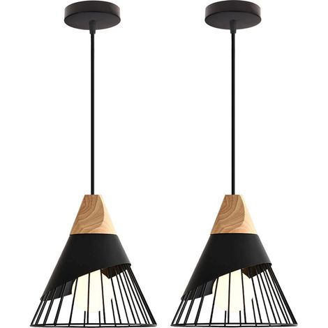 2PCS Retro Metal Pendant Lights Metal Cage E27 Pendant Lights , Industrial Chandelier Vintage Pendant Light Black Creative Pendant Lights