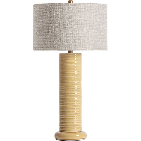 Lampe de salon contemporaine en céramique ocre finition vieillie - Ocre effet vieilli (1/3)