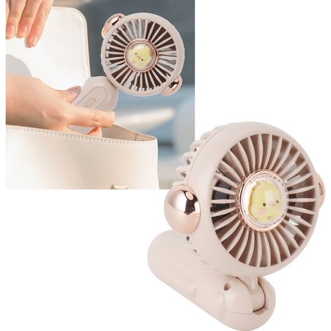 Niedlicher, kleiner, faltbarer und tragbarer Taschenventilator für Reisen, Studenten, Studentenwohnheime und Büros, USB-aufladbar, rosa (1/5)