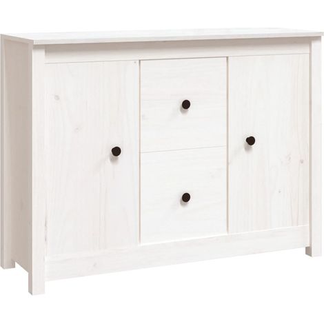 Credenza buffet cassettiera mobile contenitore organizer cucina soggiorno soggiorno 100 x 35 x 74 cm legno massello di pino bianco 020030156