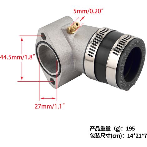 Collecteur d'admission horizontal pour moteur de karting tout-terrain GY6 150 cm³ noir (1/4)