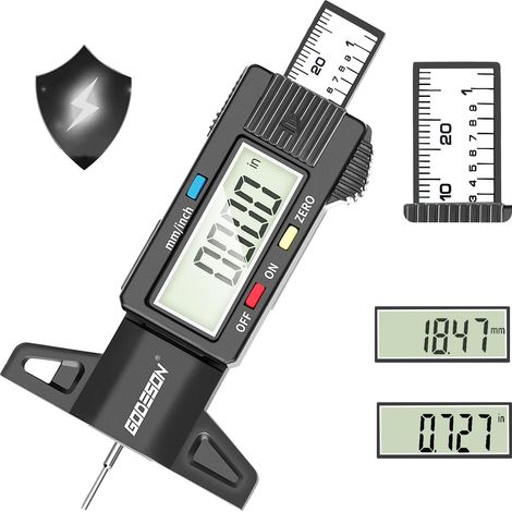 Jauge De Profondeur De Bande De Roulement Numérique, Grand Écran LCD, Double Unité Pouce/MM, Outil De Mesure Pour Moto, Voiture, Camion (1/5)